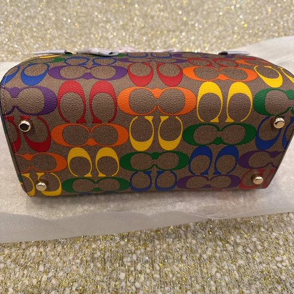 Coach Oulet Rowan Satchel Bag In Rainbow Signature Canvas - Picture 7 of 12